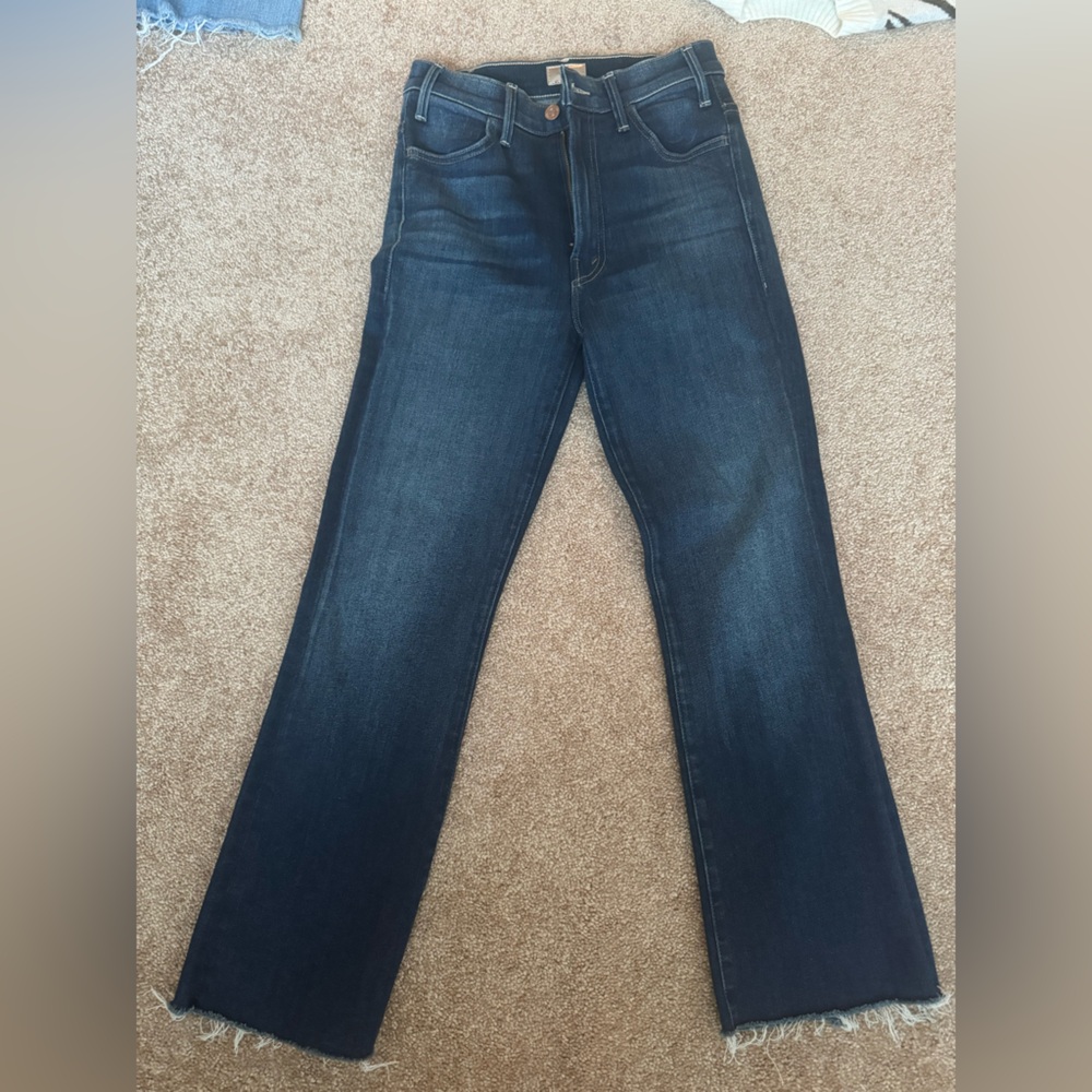 Mother high rise Hustler ankle fray. dark wash size 25 worn once